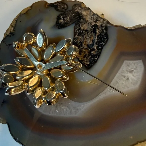 Vintage Milk glass White & AB Iridescent Brooch GUC 2” - Picture 7 of 11